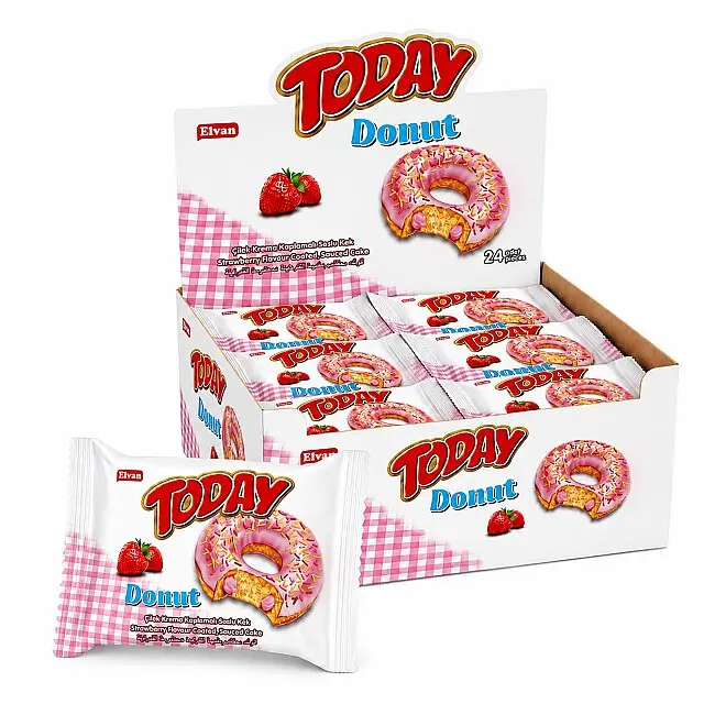 ELVAN TODAY DONUT ÇİLEKLİ 40GR*24