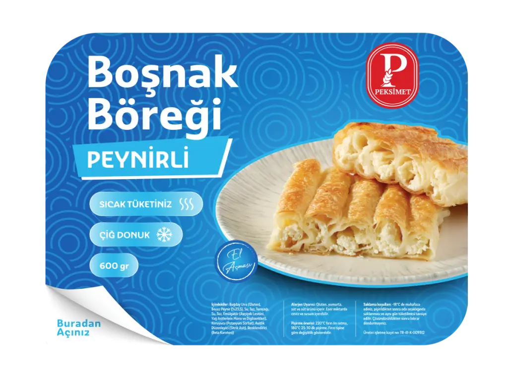 PEKSİMET ÇİĞ DONUK BOŞNAK BÖREĞİ PEYNİRLİ 600 GR